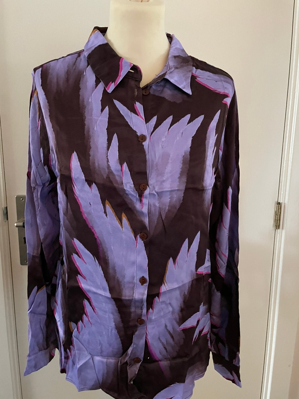 POM Amsterdam blouse maat 40 L paars lila, Ophalen of Verzenden, Zo goed als nieuw, Maat 38/40 (M), Paars