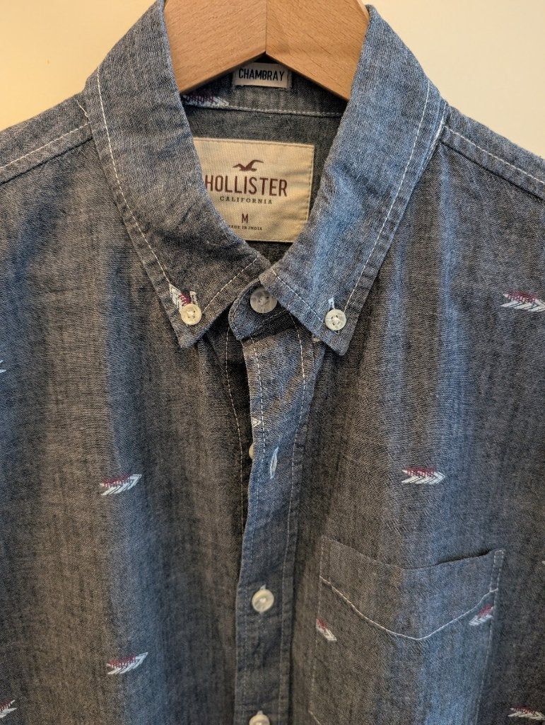 Hollister grijs overhemd korte mouw maat M – nieuw, Nieuw, Ophalen of Verzenden, Overige halswijdtes, Grijs