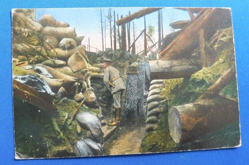 WWI Duitse Fotokaart 1916 stelling Argonnen  Depot IR 99 (B), Verzenden, Landmacht, Duitsland, Foto of Poster