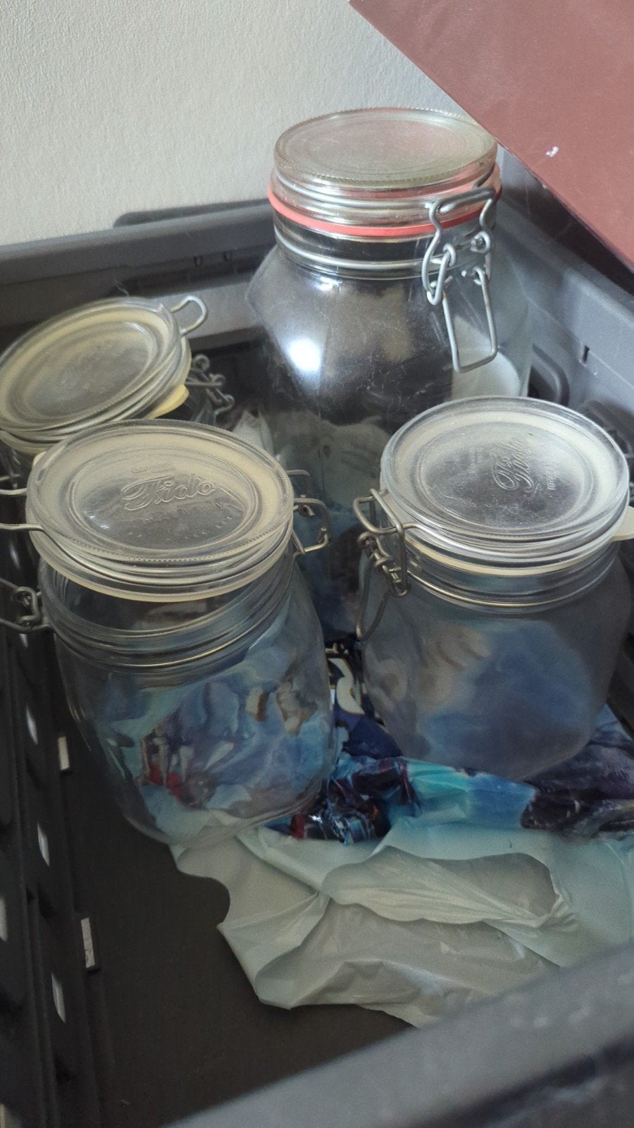 4 Glazen potten met beugelsluiting, Ophalen of Verzenden, Gebruikt, Glas