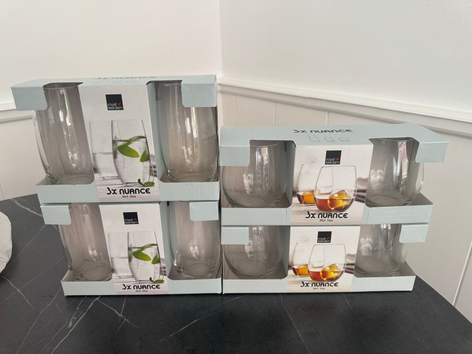 Nieuwe Royal Nuance glazen - 2 sets van 3, Nieuw, Ophalen of Verzenden, Overige merken, Glas