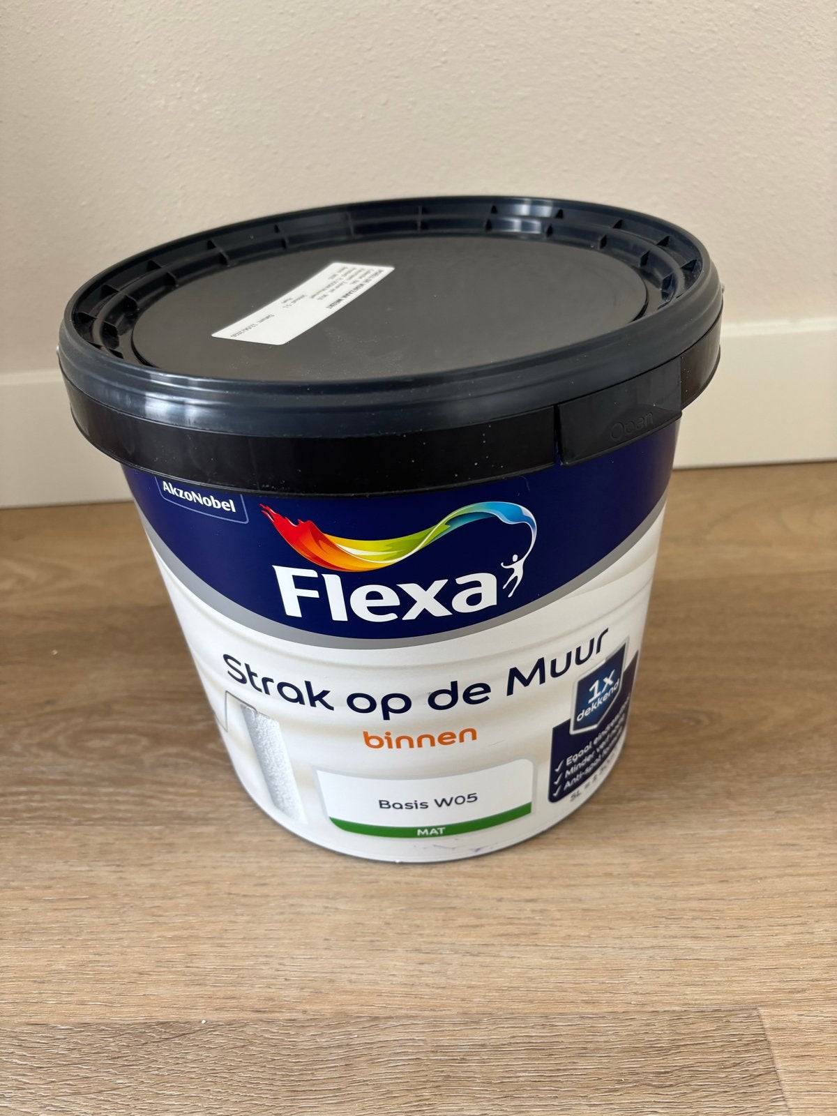 Flexa Strak op de Muur Binnen 5L RAL9010 ONGEOPEND, Ophalen, 5 tot 10 liter, Wit, Nieuw