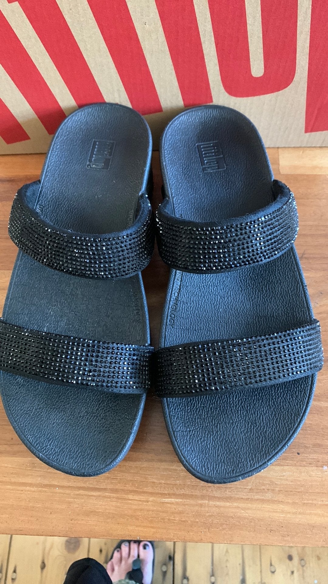 Fitflop slippers zwart maat 37, Ophalen of Verzenden, Zo goed als nieuw, Zwart, Slippers