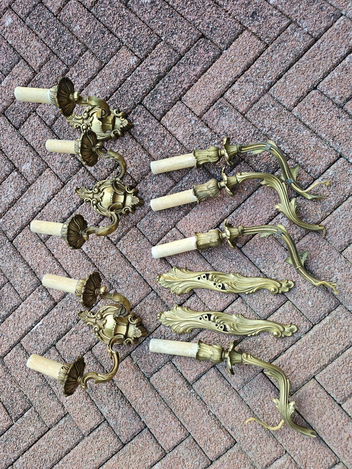 Antieke Koperen Wandlampen Set - Barok Stijl, Ophalen of Verzenden