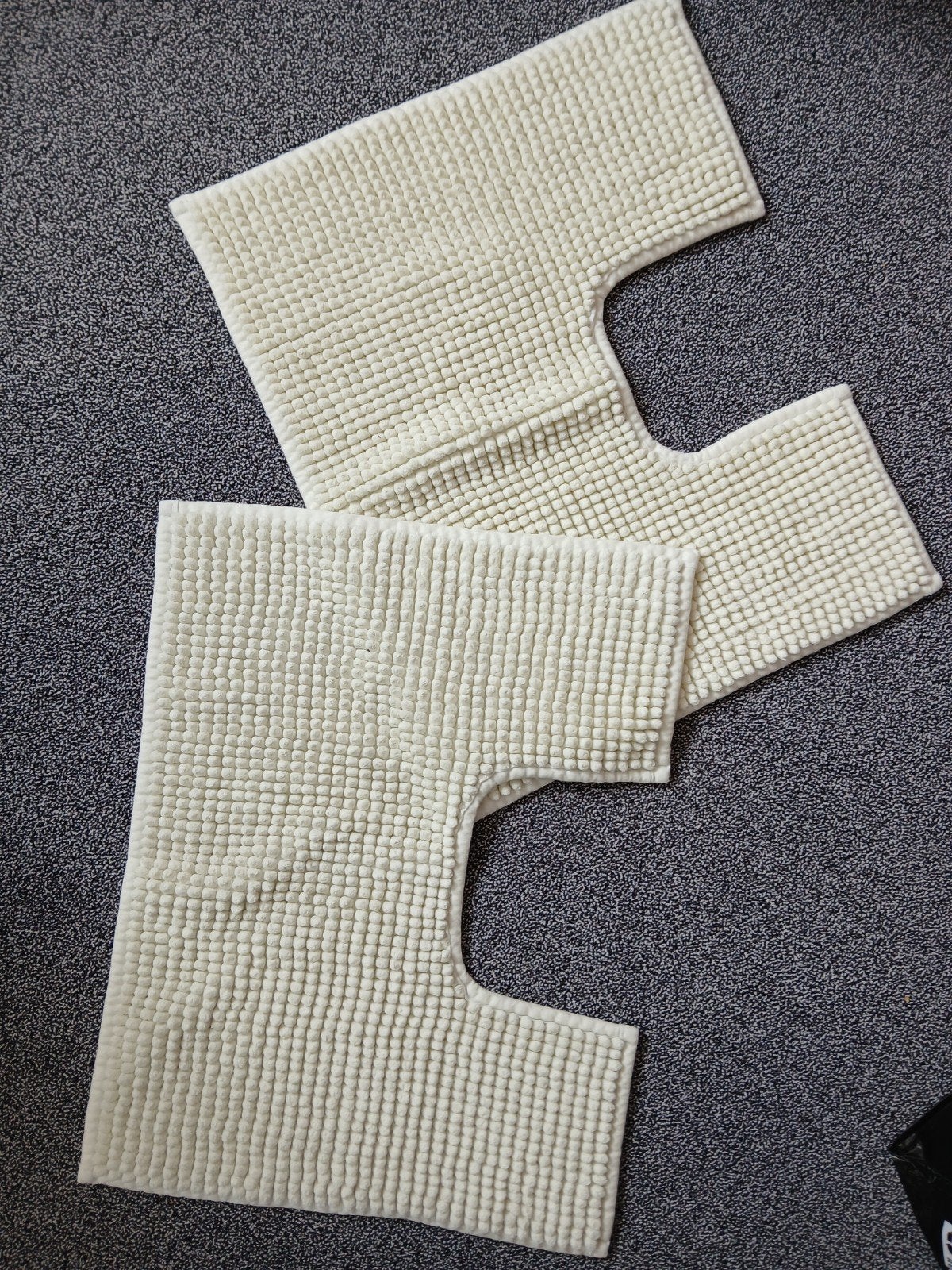Set van 2 crèmekleurige WC matten, Ophalen of Verzenden, Gebruikt, Beige, Badmat