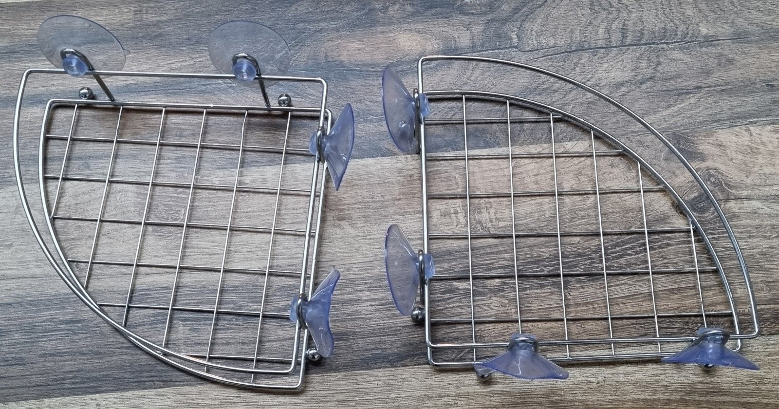 2 Nieuwe Hoek Rekjes met Zuignappen voor in de douche, Ophalen of Verzenden, Nieuw, Zilver, Douche-accessoire