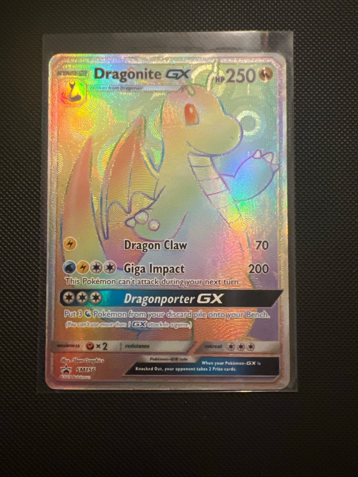Dragonite GX Rainbow Rare Pokémon Kaart - near mint, Hobby en Vrije tijd, Ophalen of Verzenden, Zo goed als nieuw, Losse kaart