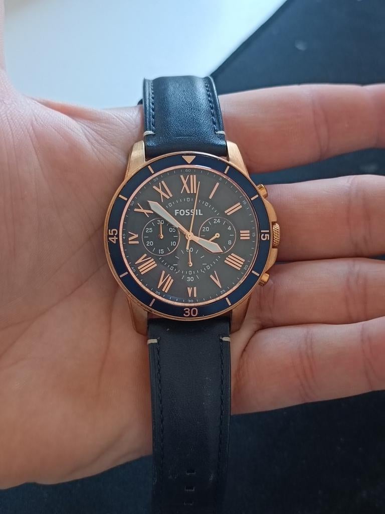 Fossil Grant FS5268 Chronograaf Horloge (glow in the dark), Overige merken, Overige materialen, Leer, Polshorloge