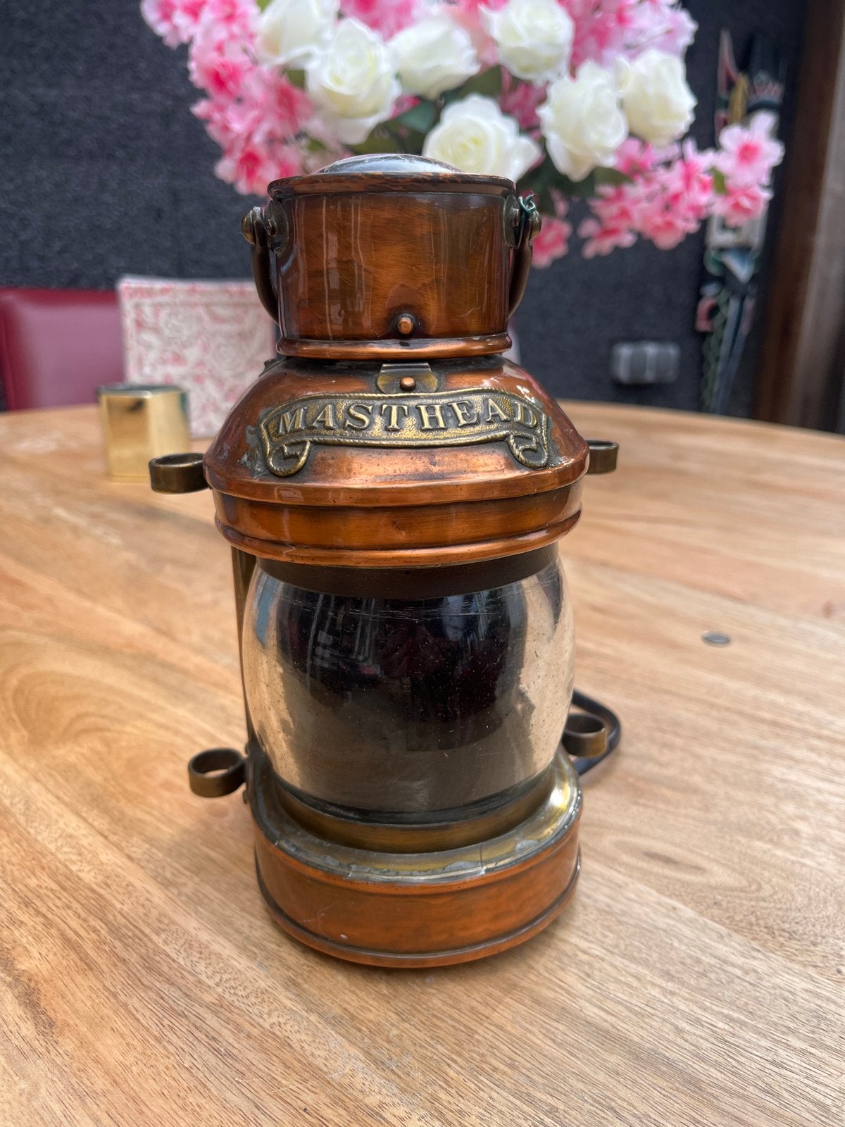 Antieke koperen scheepslamp - Masthead, Ophalen of Verzenden