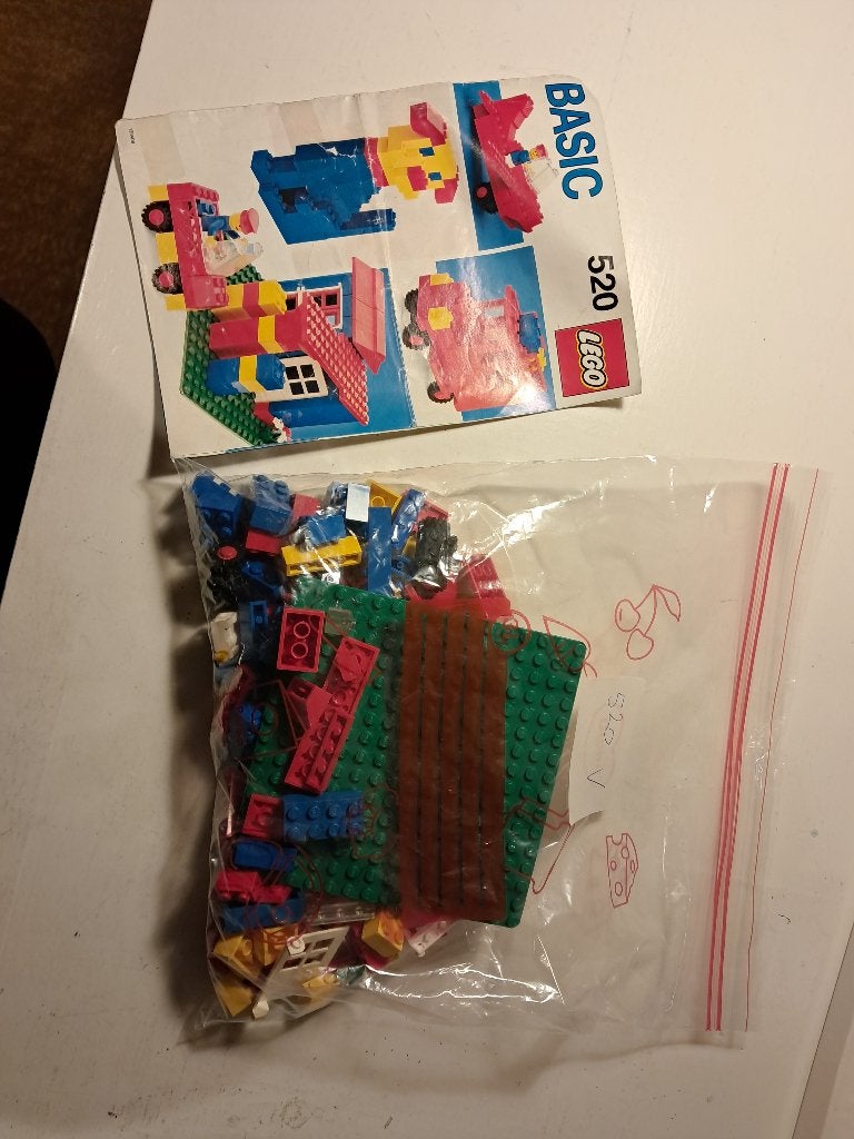 Vintage Lego Basic 520 set met instructies, Gebruikt, Overige thema's, Lego, Ophalen of Verzenden