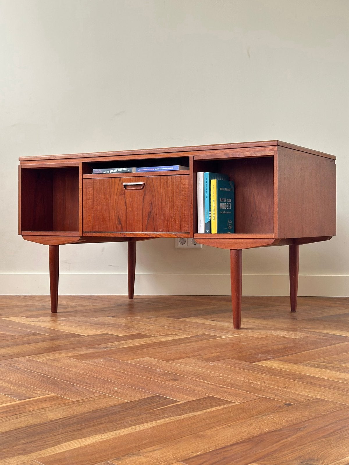 Vintage design bureau Deens teak hout jaren 50/60/70, Ophalen, Gebruikt, Hout, Bruin