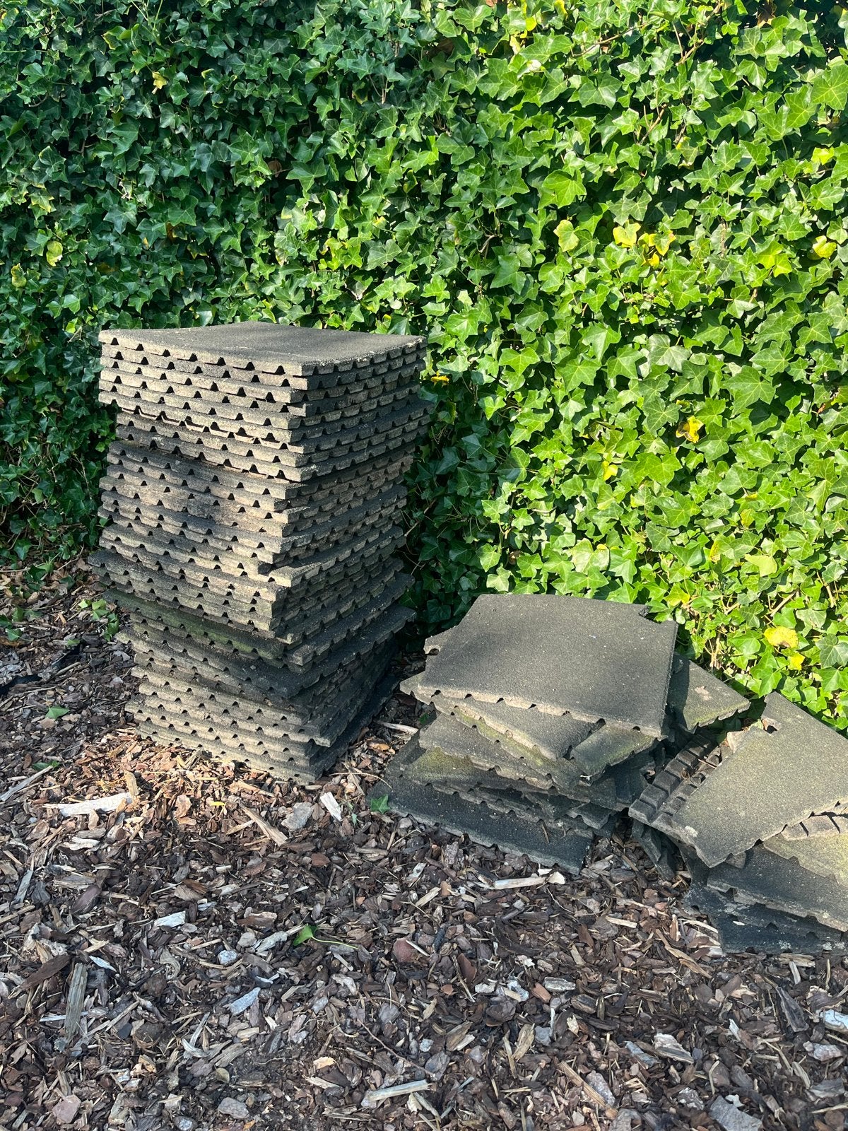 Rubberen tegels 50x50x2,5 cm - 41 stuks, Tuin en Terras, Tegels en Klinkers, Ophalen, Gebruikt, Rubber, 10 m² of meer