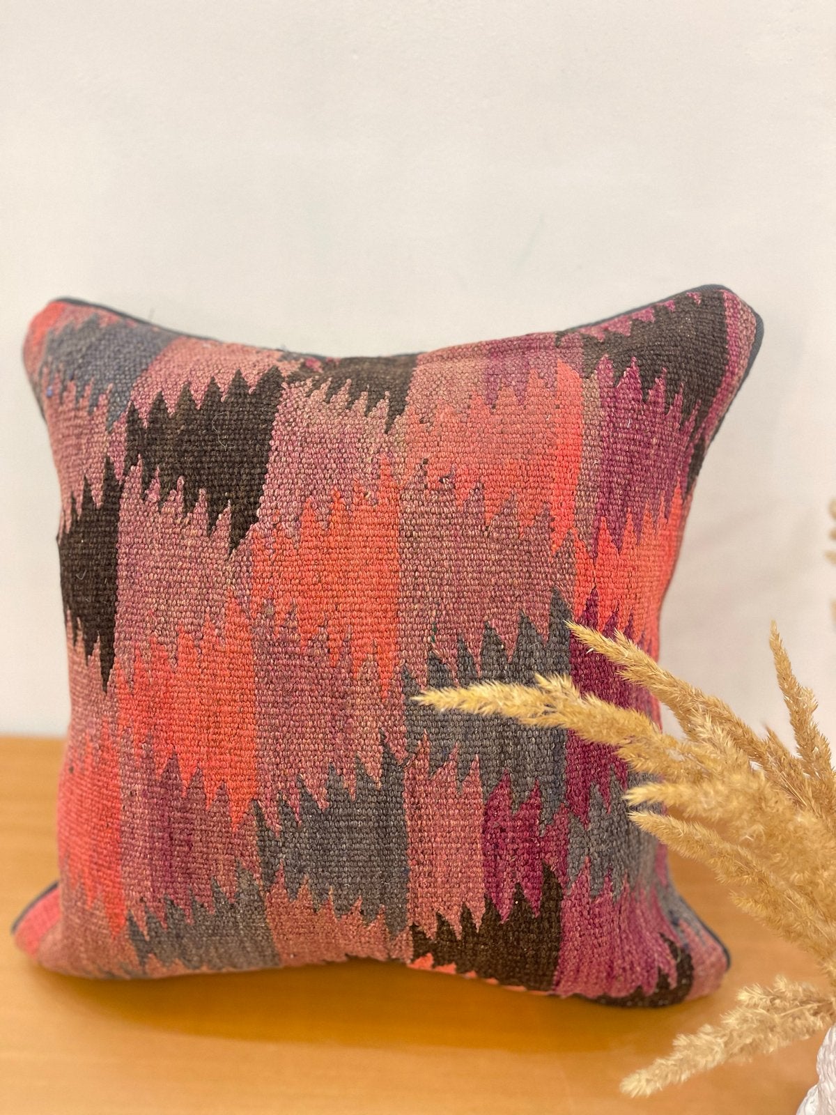 Vintage Kelim Kussen - Uniek Wollen Sierkussen 45x45 cm, Meerkleurig, ....., Vierkant, Nieuw