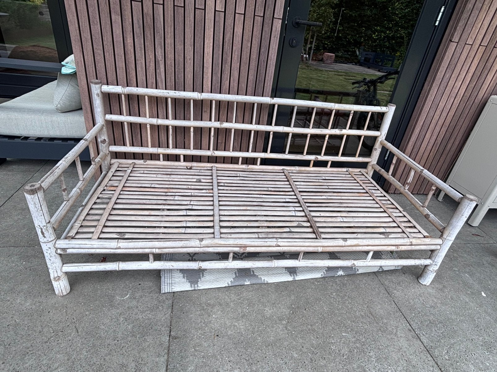 Bamboe tuinbank, Ophalen, Gebruikt, Hout