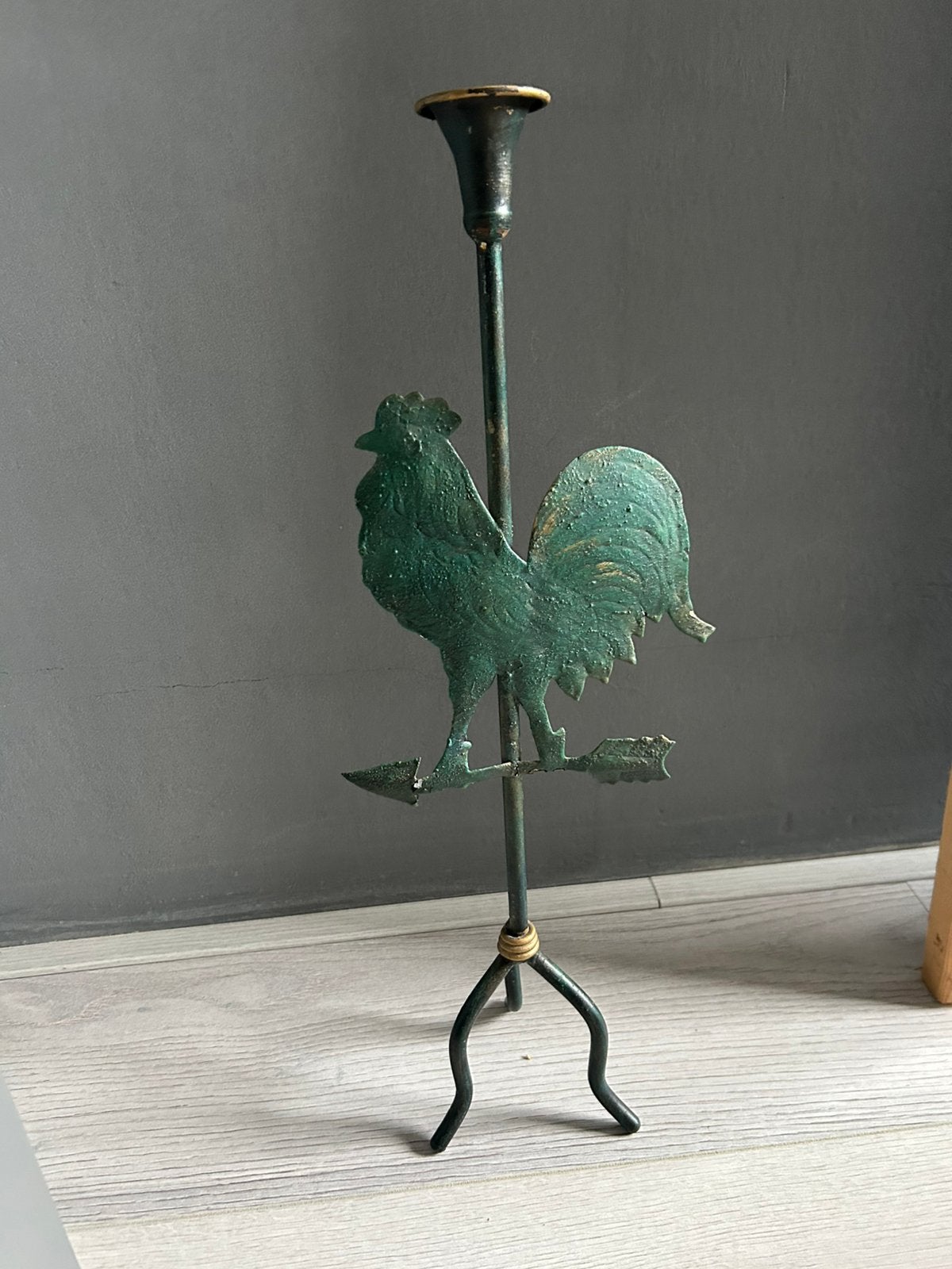 Kandelaar groen 35-40 cm, Ophalen of Verzenden, Groen, Kaars