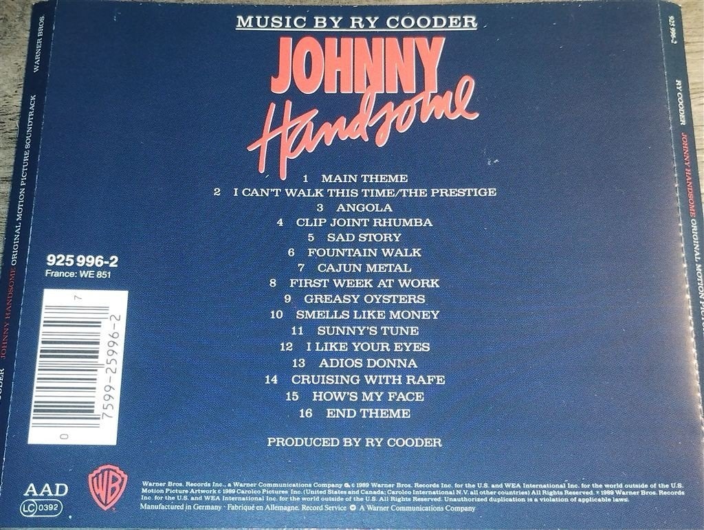 Ry Cooder - Johnny Handsome, Ophalen of Verzenden, 1980 tot heden, Zo goed als nieuw, Jazz