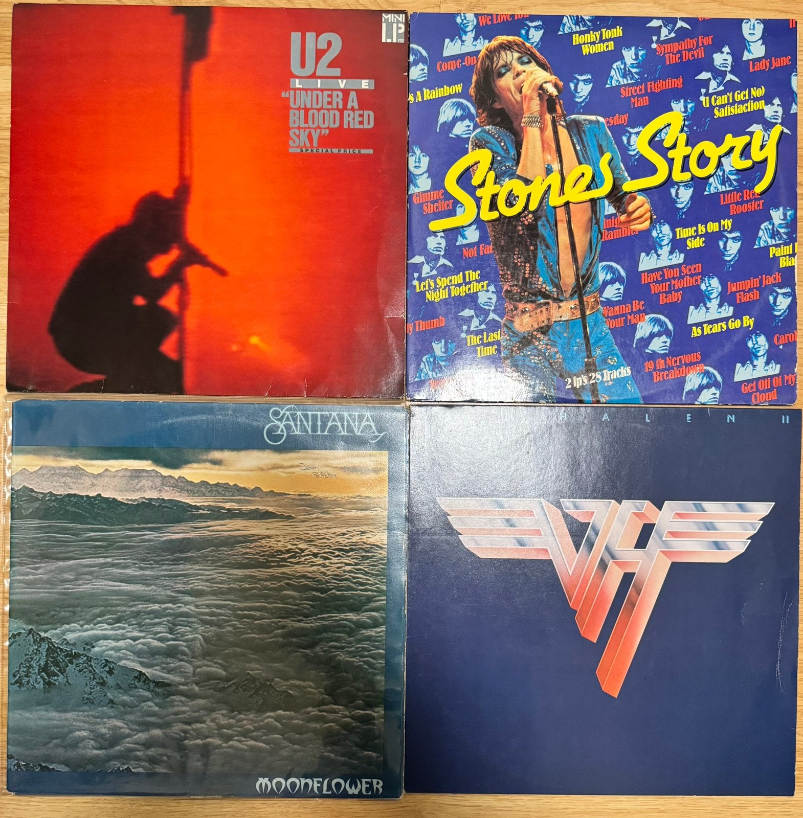 LP set: U2, Santana, Van Halen, Stones Story (dubbel-LP), Cd's en Dvd's, Vinyl | Rock, Ophalen, Gebruikt, 1970 - 1979, 12 inch