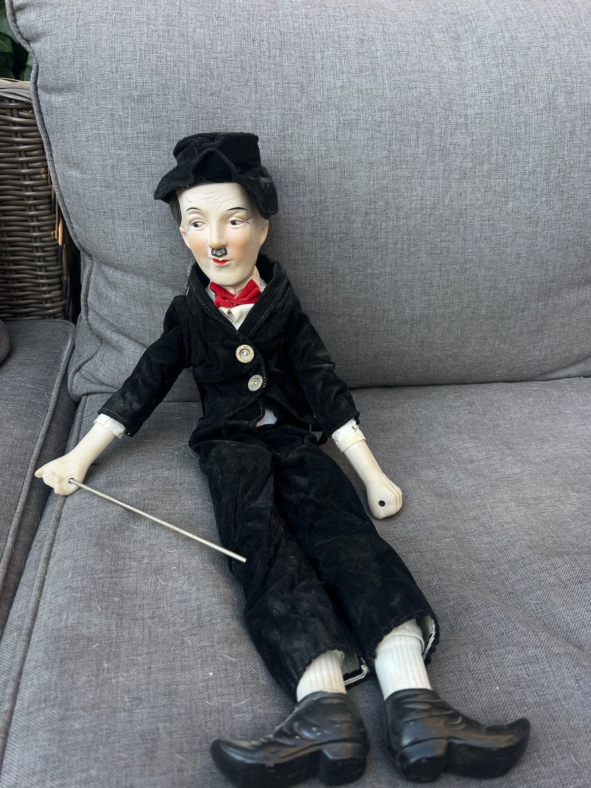 Vintage Charlie Chaplin pop - Uniek verzamelobject, Verzamelen, Poppen, Ophalen of Verzenden, Gebruikt, Pop