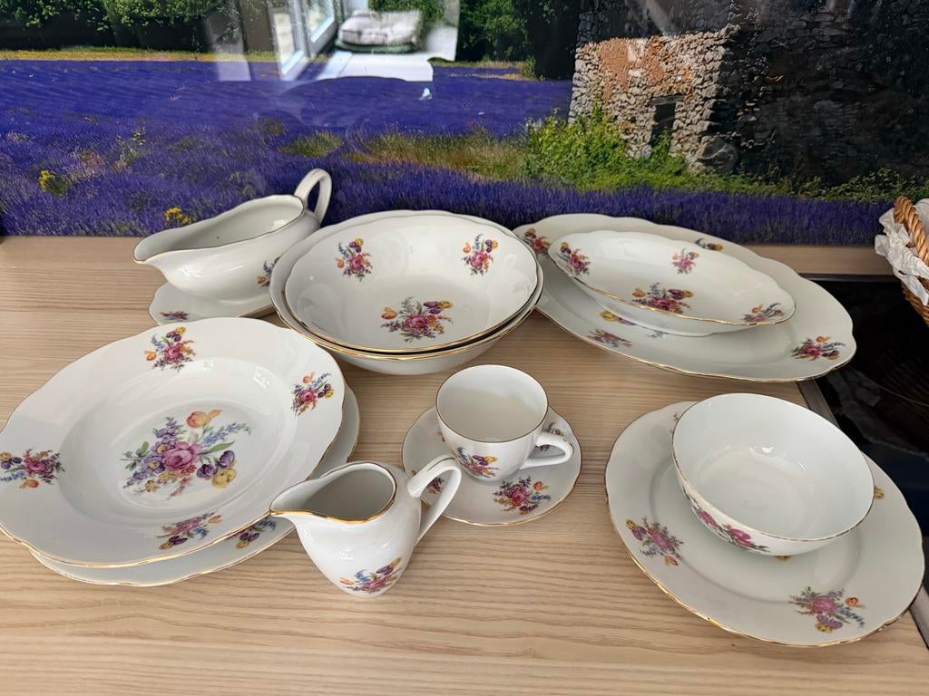 Vintage MZ Czechoslovakia Servies meerdelig met Bloemmotief, Ophalen