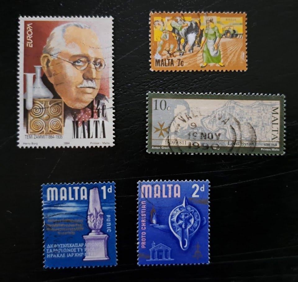 Malta (5 zegels) gestempeld, Ophalen of Verzenden, Malta, Gestempeld