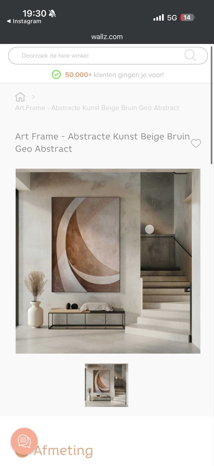 Abstract Kunstwerk op Textieldoek met Zwart Frame, Ophalen, Abstract, Ingelijst, Print
