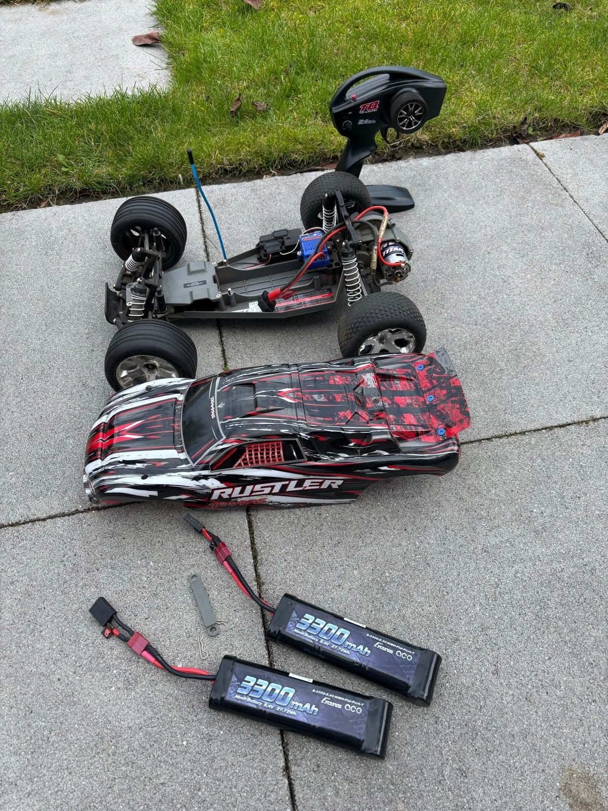 Traxxas Rustler 2WD XL-5 RC met Afstandsbediening en accu’s, Gebruikt, Auto offroad, RTR (Ready to Run), Overige schalen