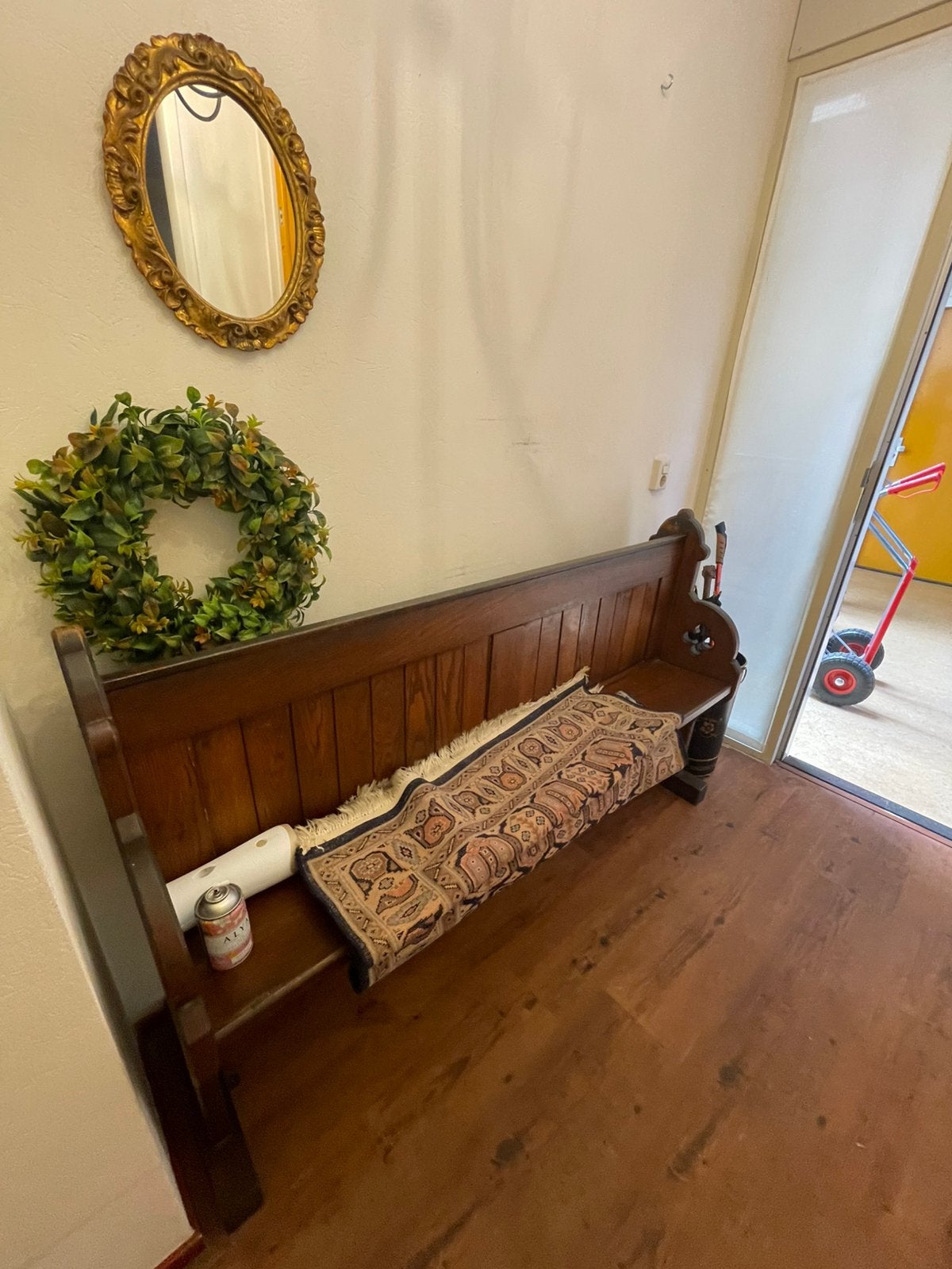 Antieke kerkbank, Huis en Inrichting, Ophalen, Gebruikt, Eenpersoons, Minder dan 150 cm