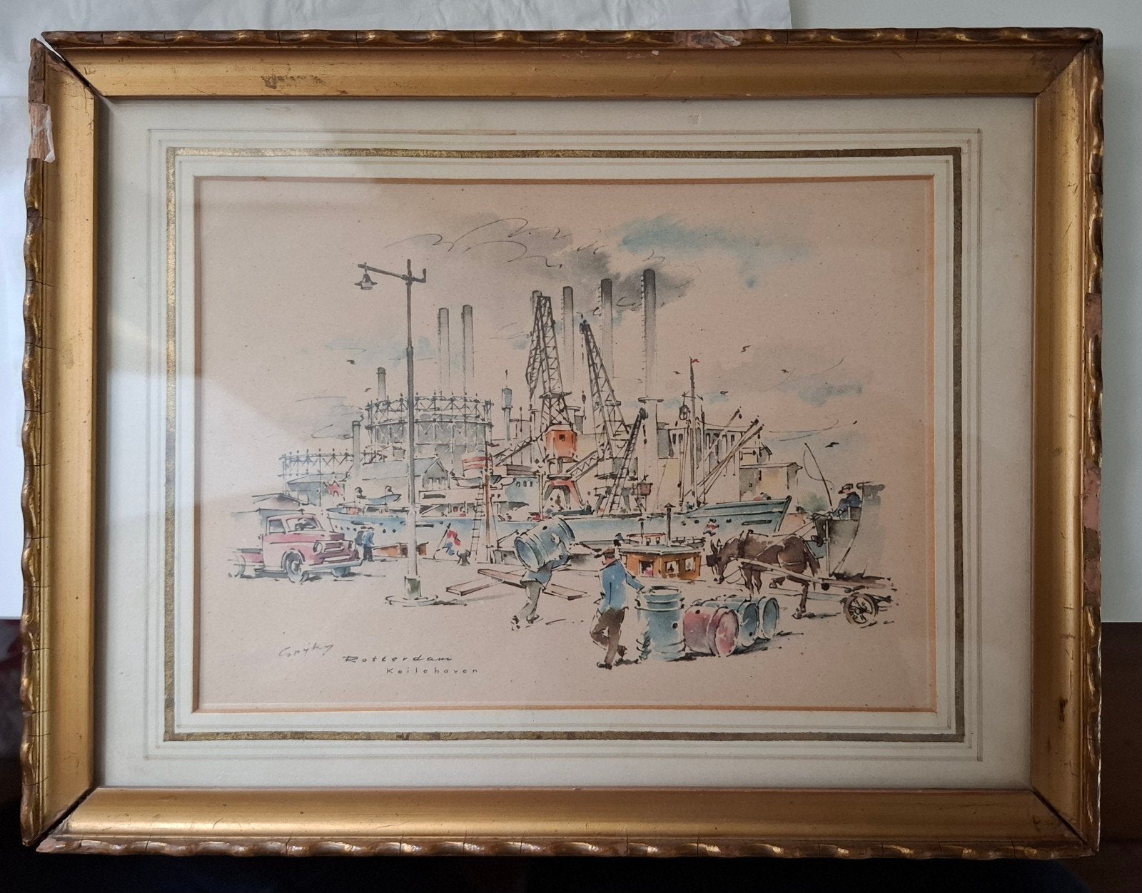 Aquarel van Piet Spijker, Ophalen