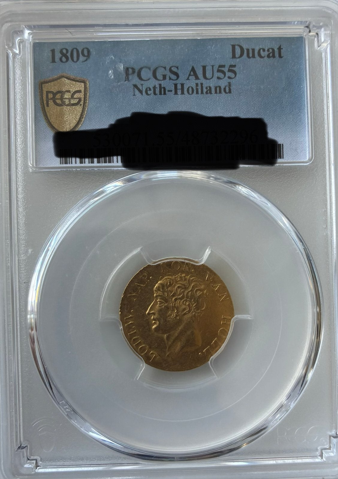 Gouden dukaat 1809 Lodewijk Napoleon in AU55, Ophalen of Verzenden, Vóór koninkrijk, Overige waardes