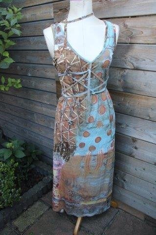 Jurk gekleurd Legatte Jeans / Save the Queen mt 2( S) Vaste, Overige kleuren, Legatte/ Save the, Ophalen of Verzenden, Zo goed als nieuw