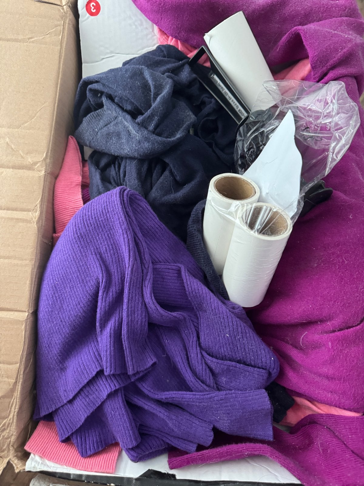 Grote doos met minimaal 50 kledingstukken,vintage, Ophalen, Gedragen, Maat 38/40 (M), Paars