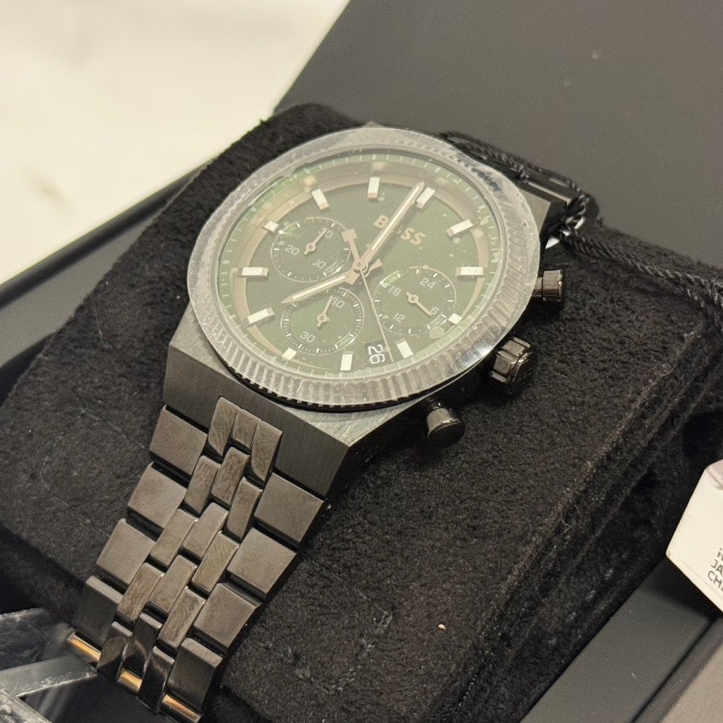 Hugo Boss Candor Prime Chronograph Black/Green (Nieuw), Sieraden, Tassen en Uiterlijk, Hugo Boss, Zo goed als nieuw, Support@hugoboss.com