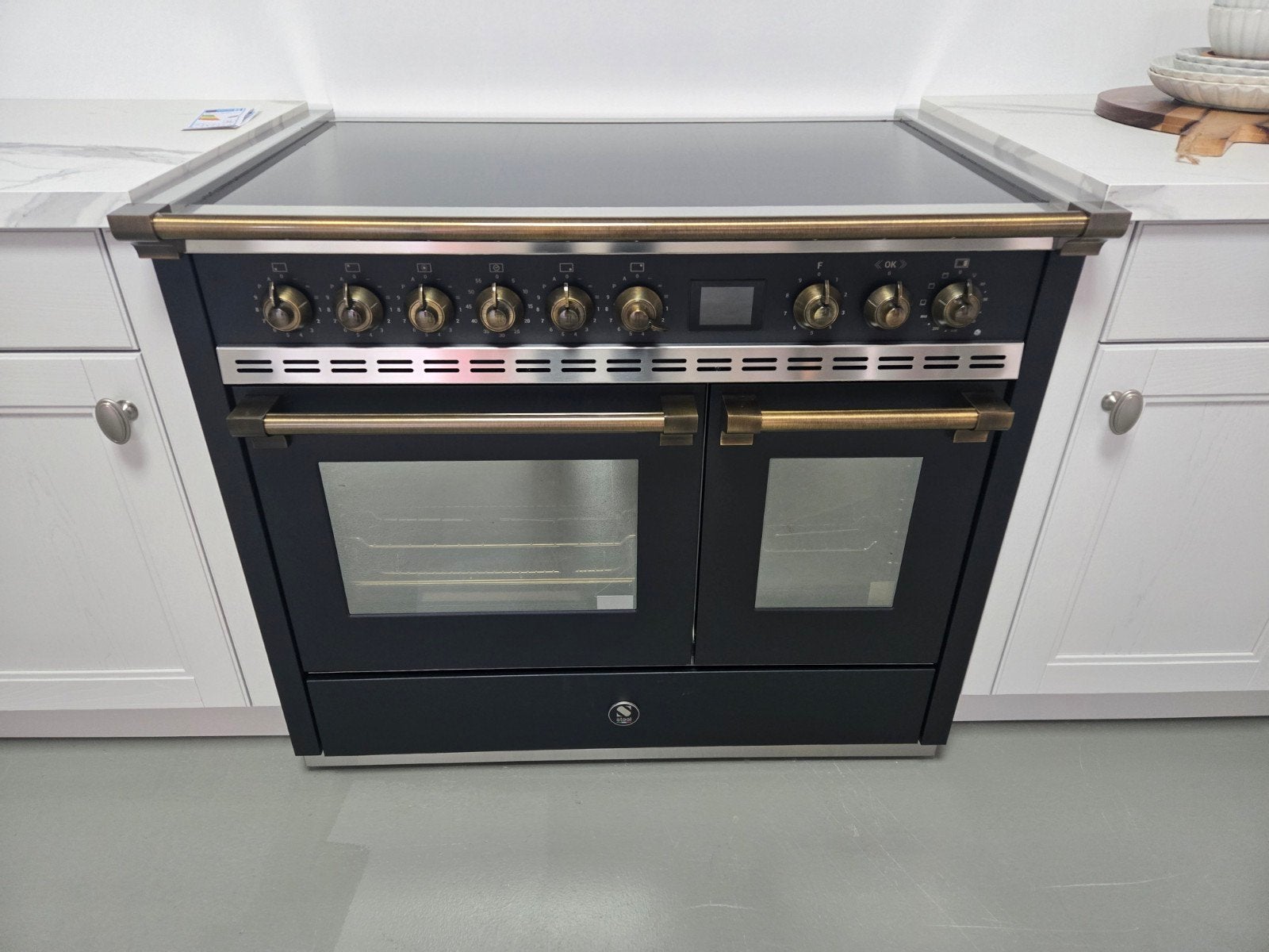 Steel dubbel oven combi steam, Witgoed en Apparatuur, 60 cm of meer, Nieuw, Energieklasse A of zuiniger, Inductie