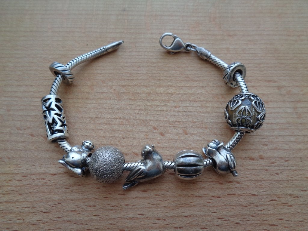zilveren TEDORA armband met tedora bedels [785], Verzenden, Zo goed als nieuw, Met bedels of kralen, Zilver