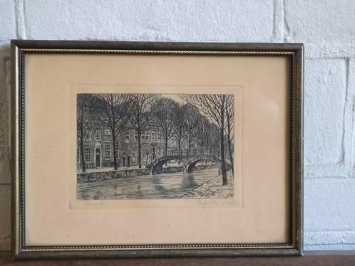 F. Höfer - Ets Deft Koornmarkt Leeuwebrug trapjesbrug, Ophalen