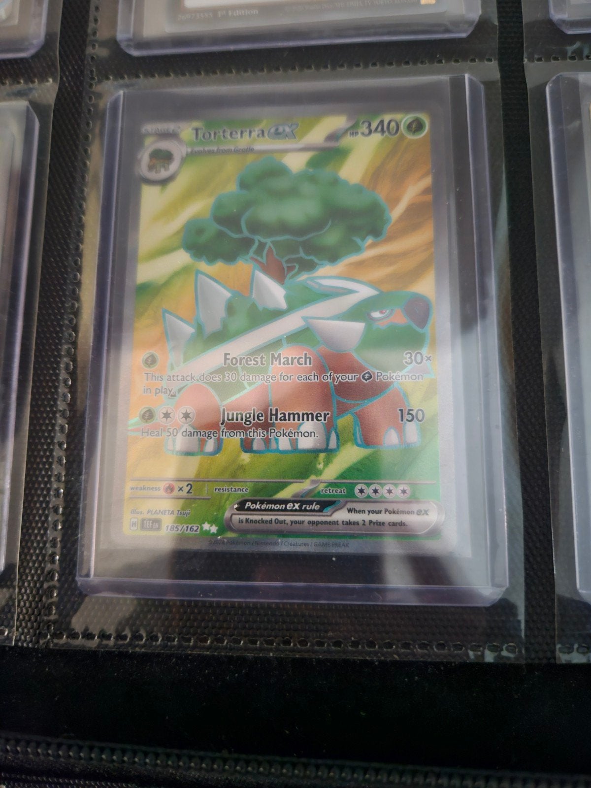 Pokemon Torterra ex 185/162 Temporal Forces, Ophalen of Verzenden, Zo goed als nieuw, Losse kaart, Foil