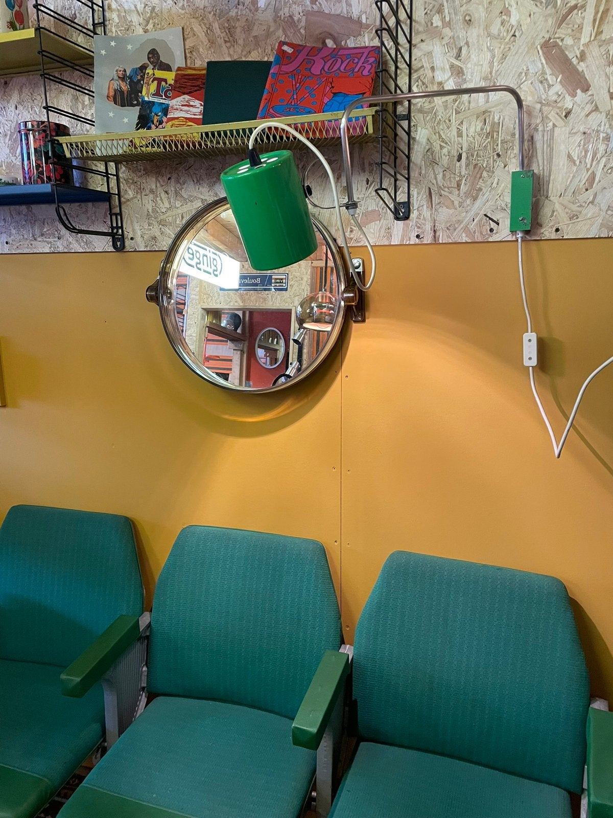 Vintage jaren 70 groene space age Massive wandlamp, ?, Zo goed als nieuw, Overige merken, Metaal