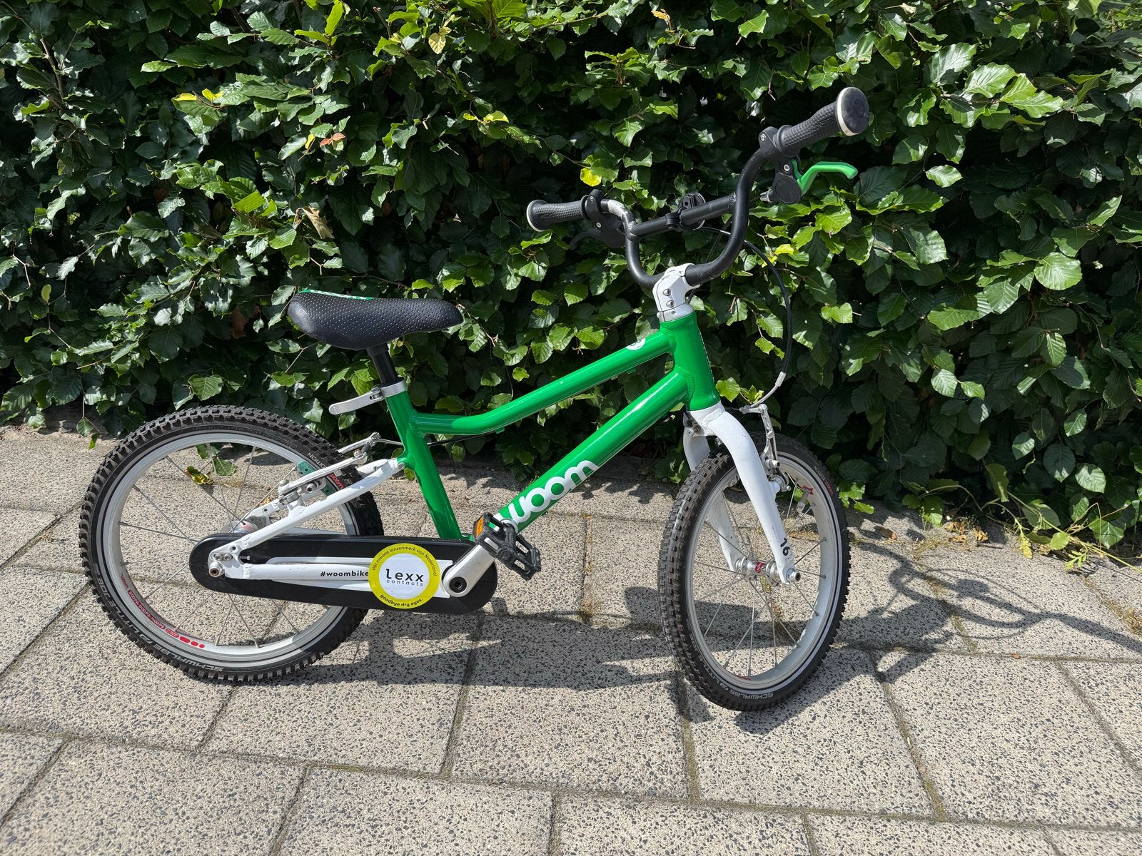 Woom kinderfiets 16 inch - Groen, Ophalen, Zo goed als nieuw, Velgrem, 16 tot 20 inch