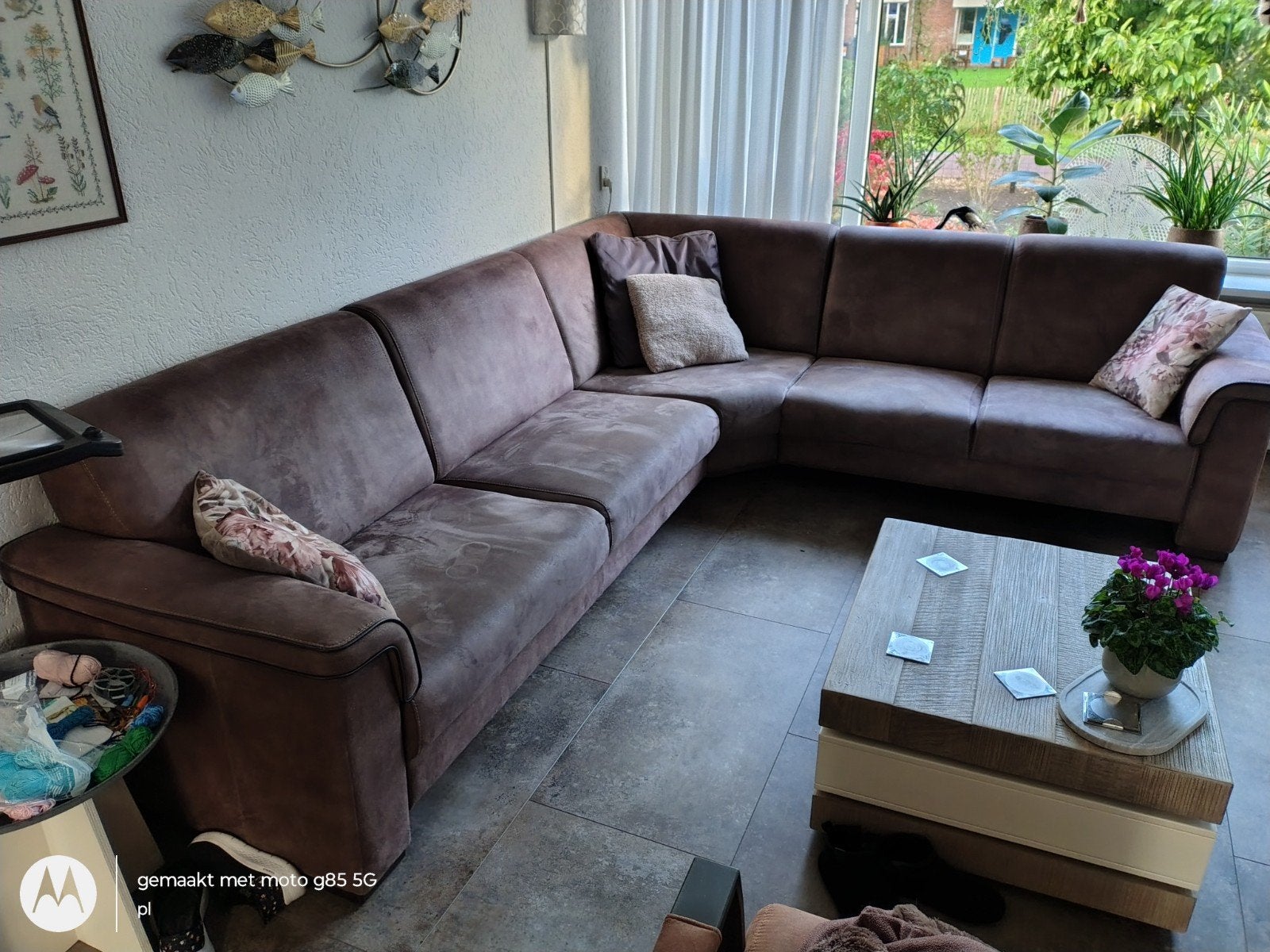 Comfortabele hoekbank - Bruin, Ophalen of Verzenden, Gebruikt, Stof, Modern