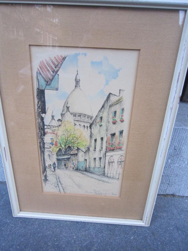 Parijs, Mooie aquarel Rue de Chevalier de La Barrre van Koch, Antiek en Kunst, Kunst | Schilderijen | Klassiek, Ophalen of Verzenden