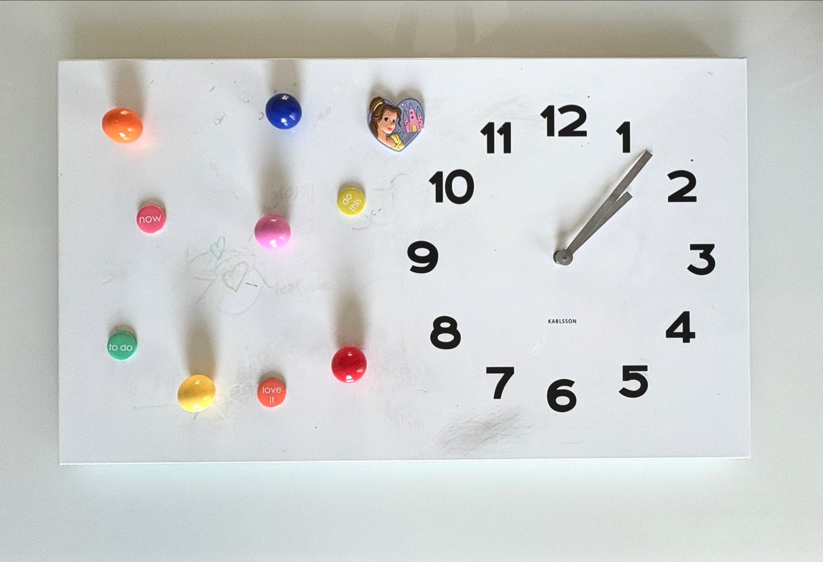 Karlsson wandklok met magnetisch bord, Wit, Analoog, Werkt op batterijen, Ophalen of Verzenden
