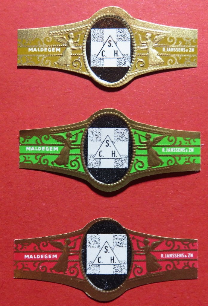 Sigarenbandjes Reclamebandjes R. Janssens 3x S.C.H., Verzenden, Gebruikt, Sigarenbandjes
