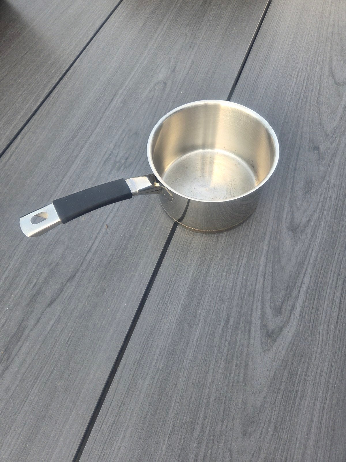 Roestvrijstalen Kookpan met Zwart Handvat, Ophalen, Gebruikt, Met handvatten, Rvs