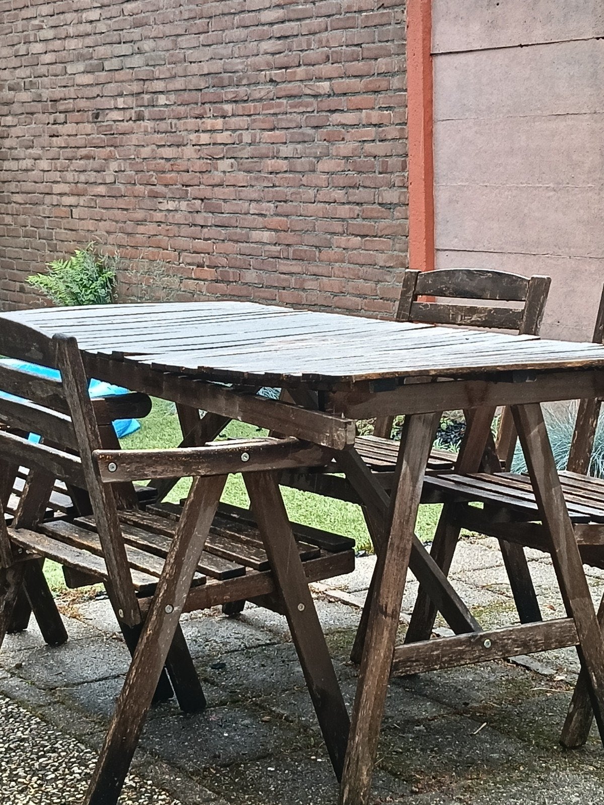 Tuin tafel met stoelen, kast,, Tuin en Terras, Ophalen of Verzenden, Gebruikt