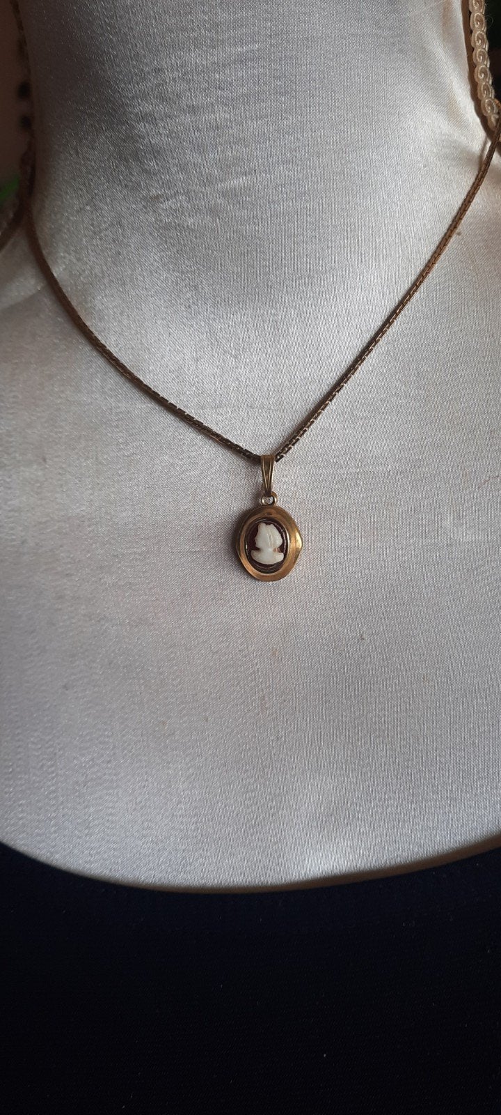 Antieke camee ketting - doublé goud Andreas Daub, Ophalen of Verzenden, Goud, Ketting, Verguld