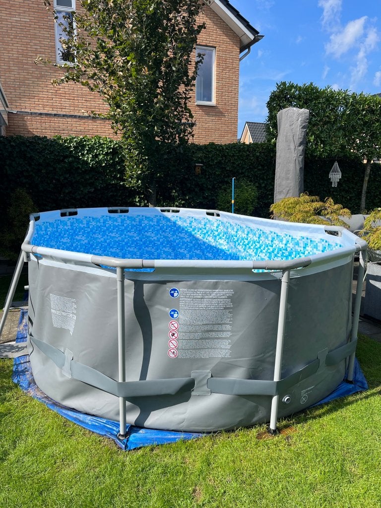 Opzet zwembad Bestway incl. zandfilterpomp en warmtepomp, Ophalen, 80 tot 120 cm, 300 cm of meer, Zo goed als nieuw