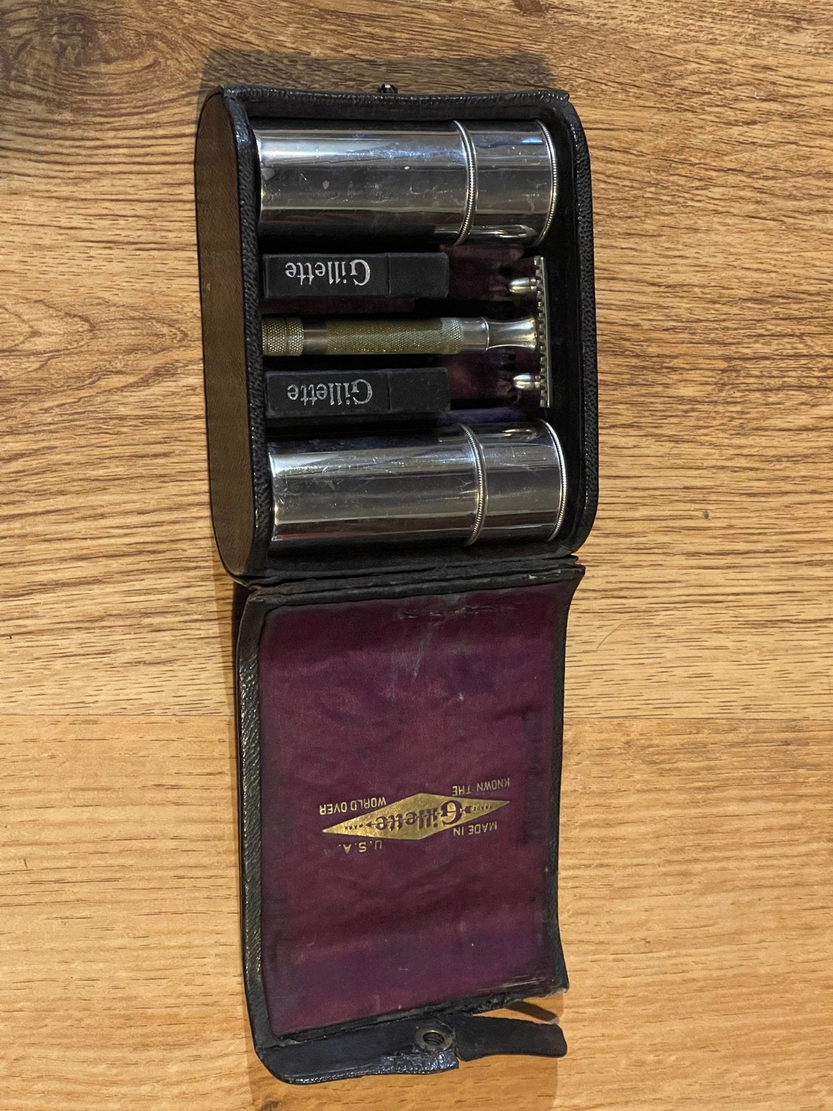 Vintage Gillette Scheer Set in Leren Etui - Made in USA, Ophalen of Verzenden