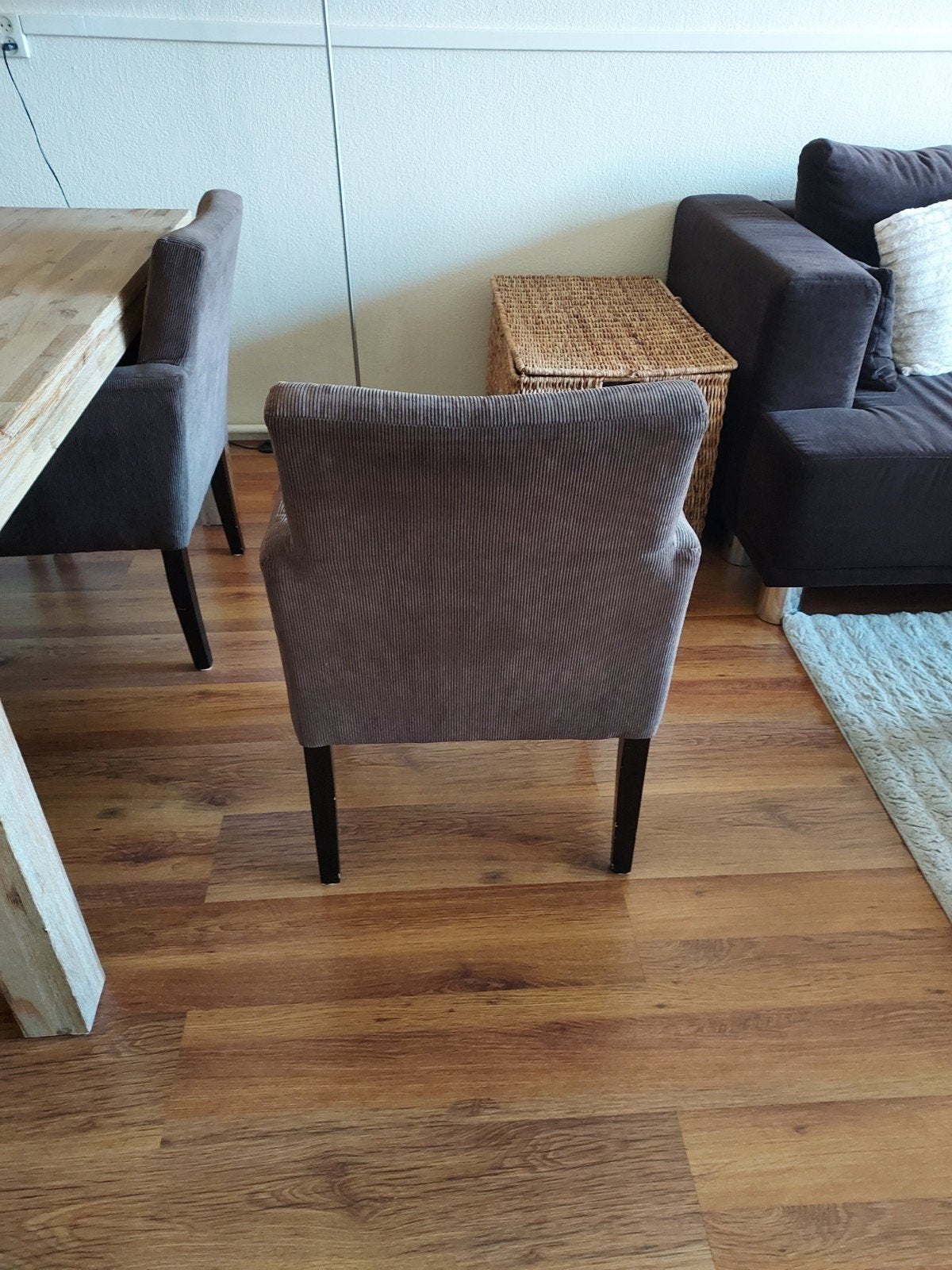 4 eetkamerstoelen bruin ribstof, Ophalen, Gebruikt, Bruin, Vier