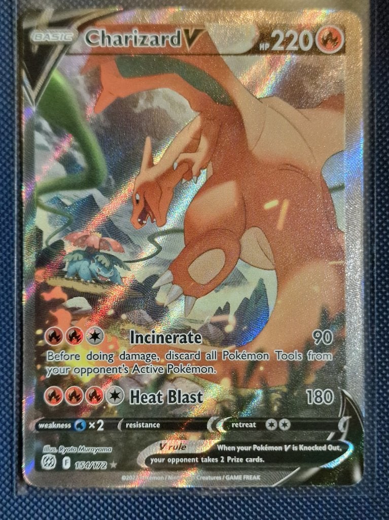 Charizard V - BRS 154 (Brilliant Stars, Pokémon), Ophalen of Verzenden, Zo goed als nieuw, Losse kaart, Foil