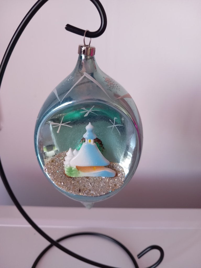 Vintage kerstbal blauw, Diversen, Ophalen, Gebruikt
